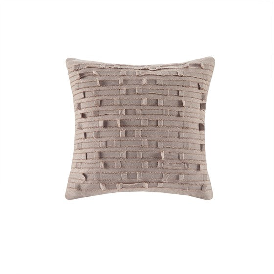 Cotton Square Pillow Taupe Olliix.com