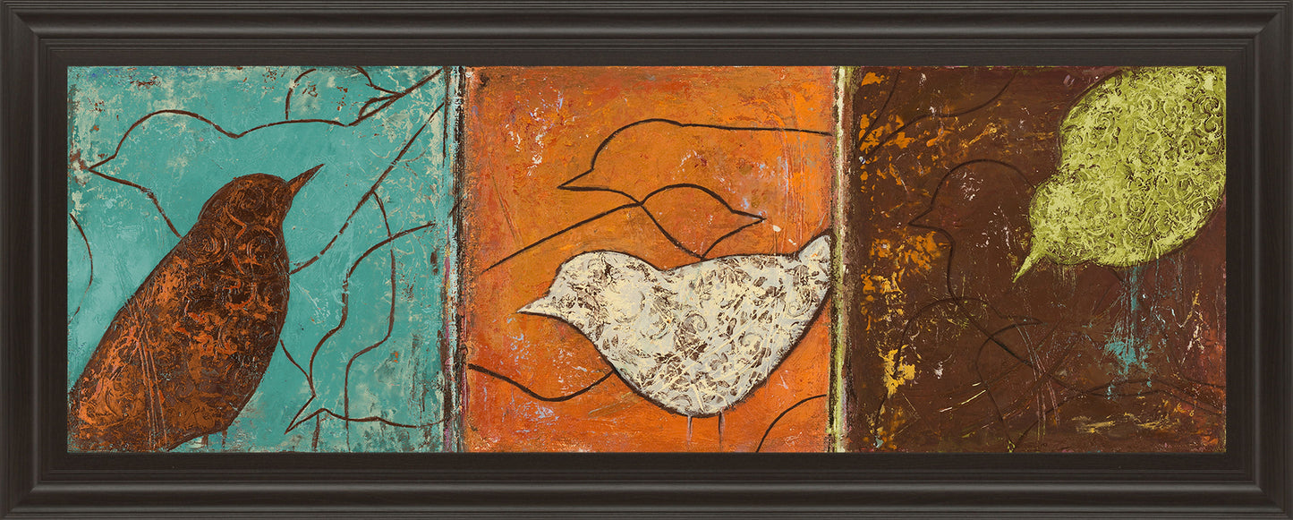 Lovely Birds I By Patricia Pinto - Framed Print Wall Art - Dark Brown Classy Art