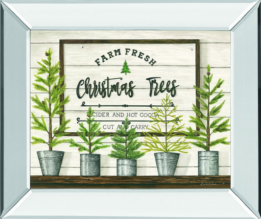 Farm Fresh Christmas Trees By Diane Weaver - Mirror Framed Print Wall Art - Green Classy Art