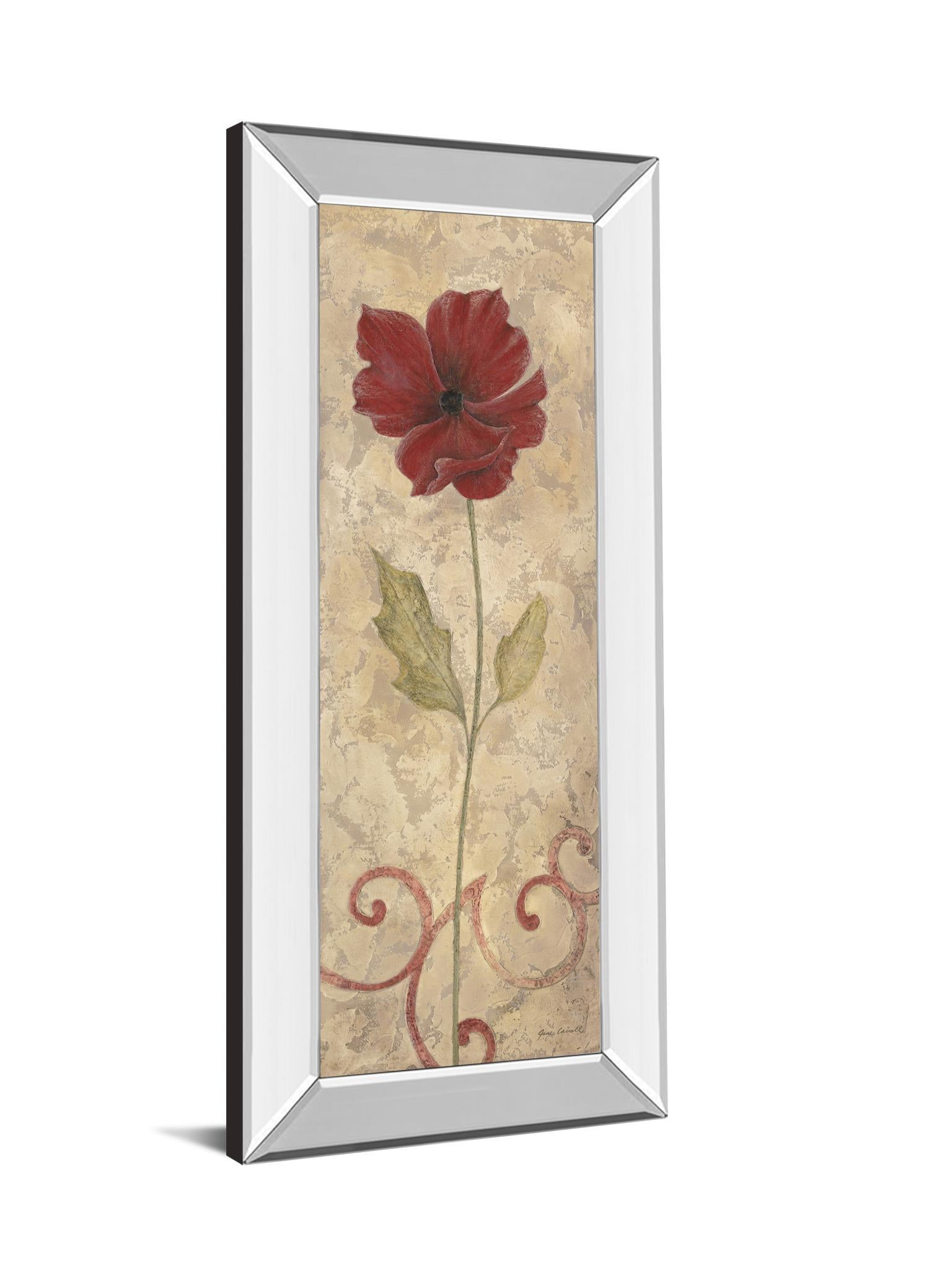 Red Flower II - Mirrored Framed Print Wall Art - Red Classy Art