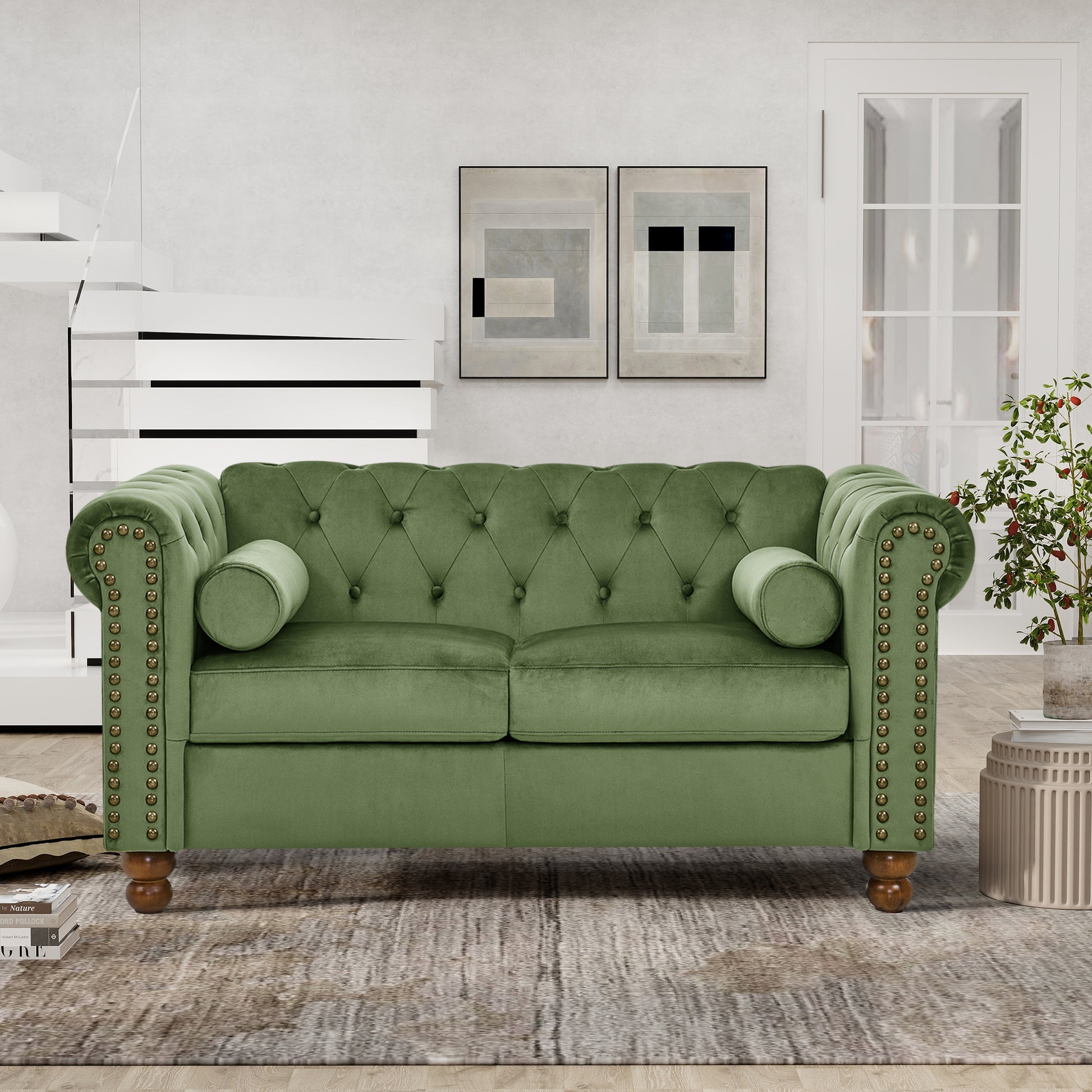 PHOYAL Large LOVE SEAT, Velvet Sofa TWO-seat Sofa  Classic Tufted Chesterfield Settee Sofa Modern 2 Seater Couch Furniture Tufted Back for Living Room (Green) ***(FREE SHIPPING)*** House to Home Furnishings LLC