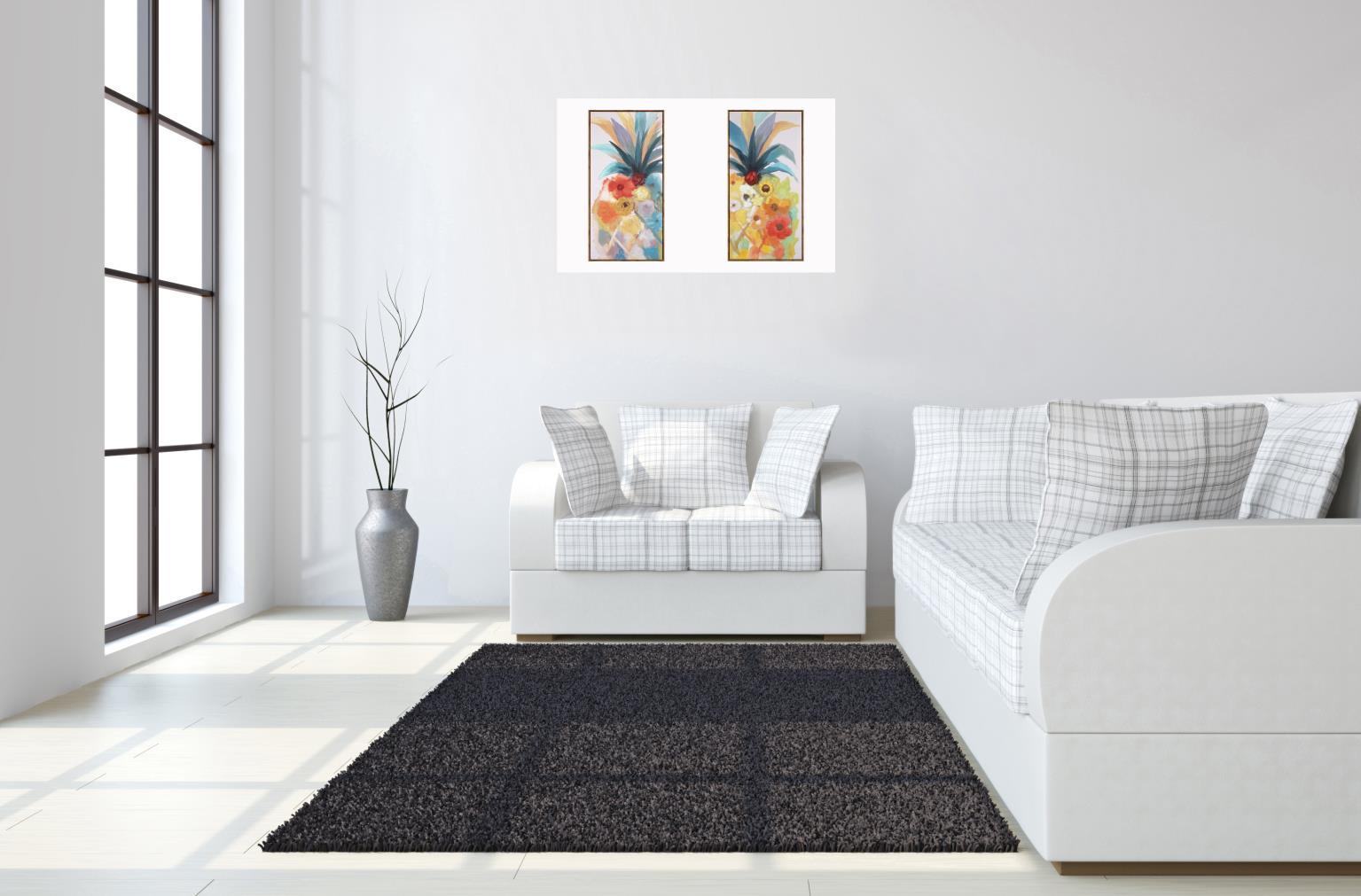 Hand Painted Textured Canvas in Frame 40x39 (Set of 2) - Light Blue Classy Art