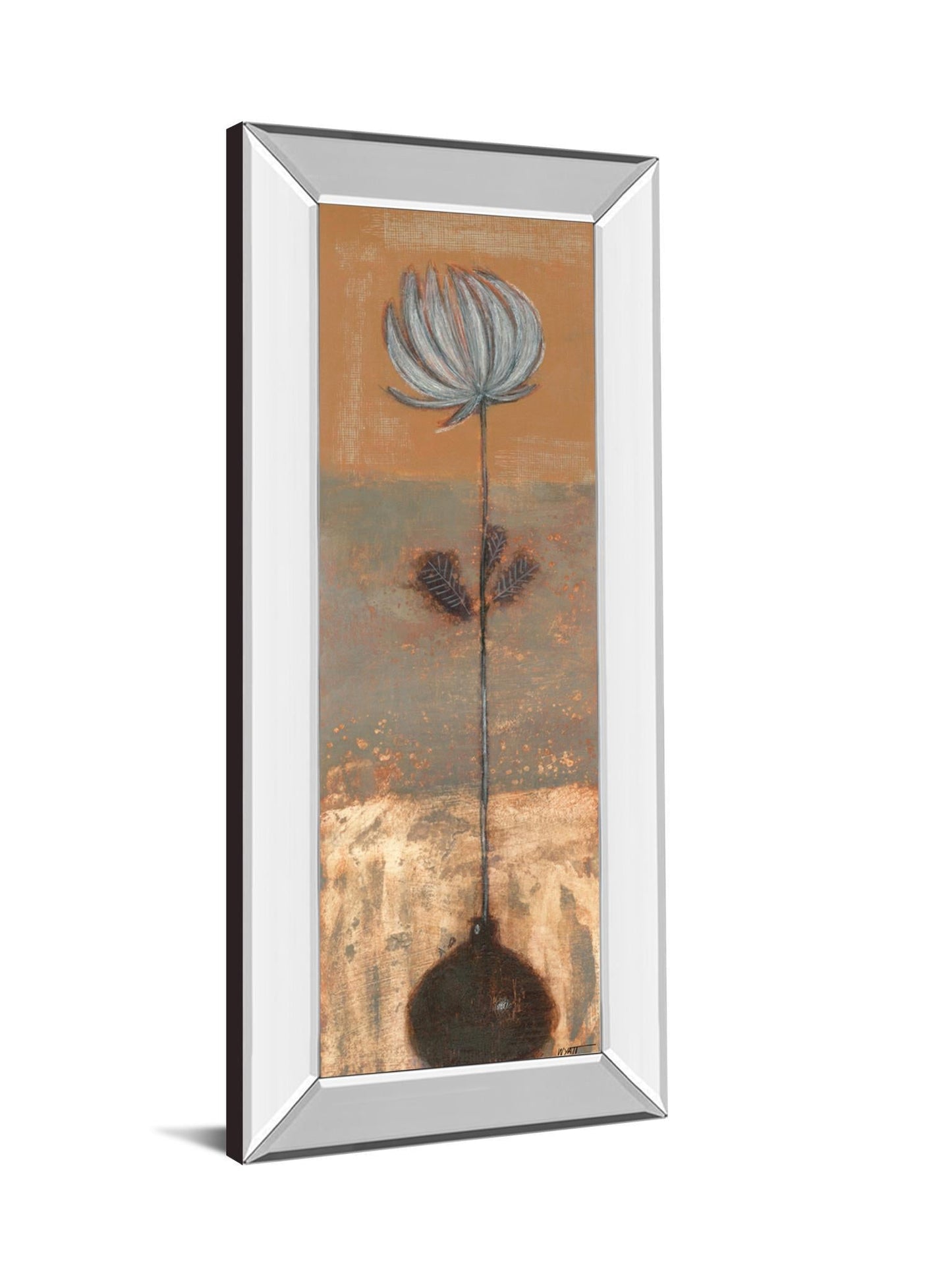 Solitary Flower I By Norman Wyatt - Mirror Framed Print Wall Artt - Dark Gray Classy Art