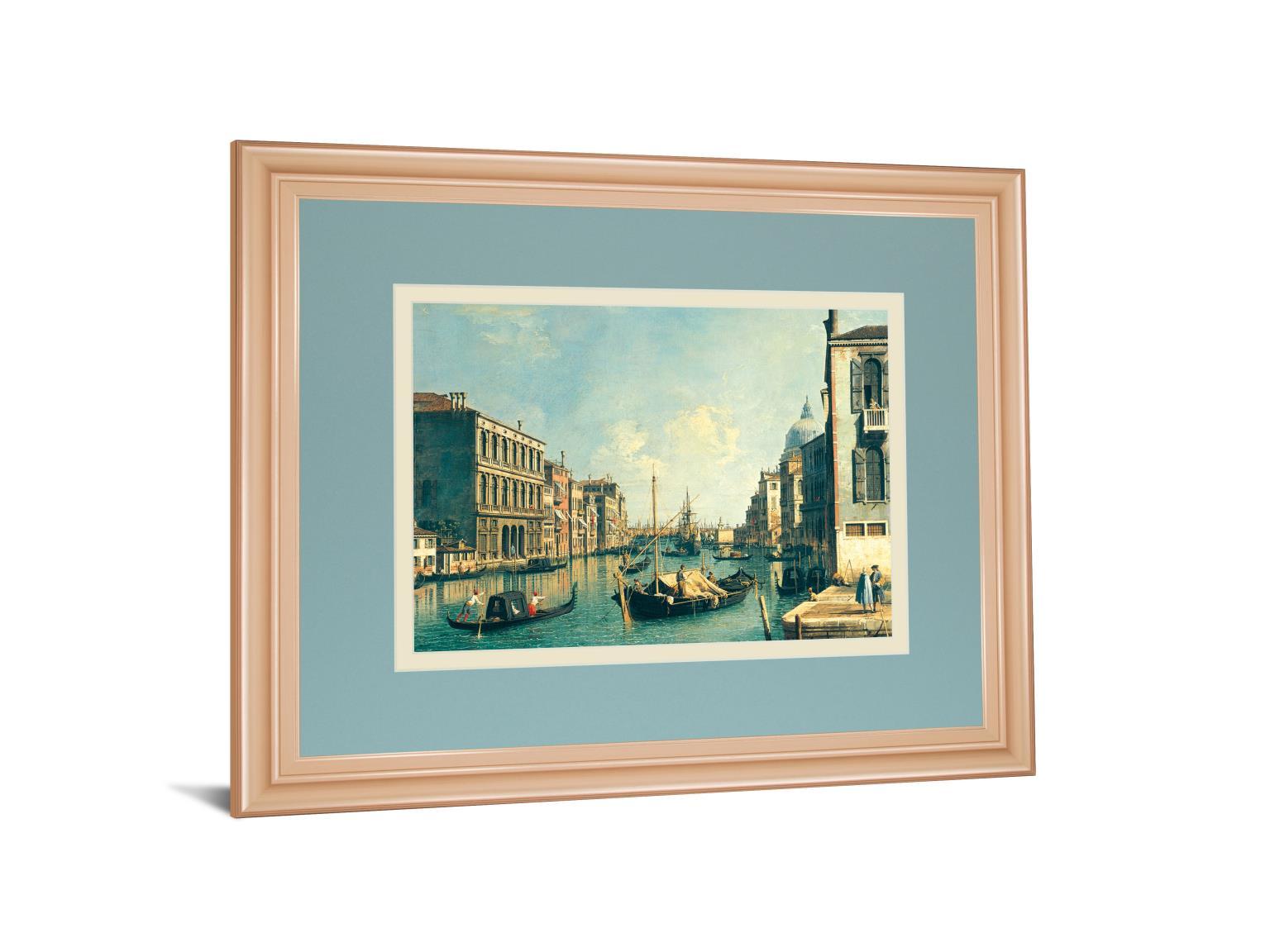 The Grand Canal, Venice The Rialto Bridge By Antonia Canaletto - Framed Print Wall Art - Blue Classy Art