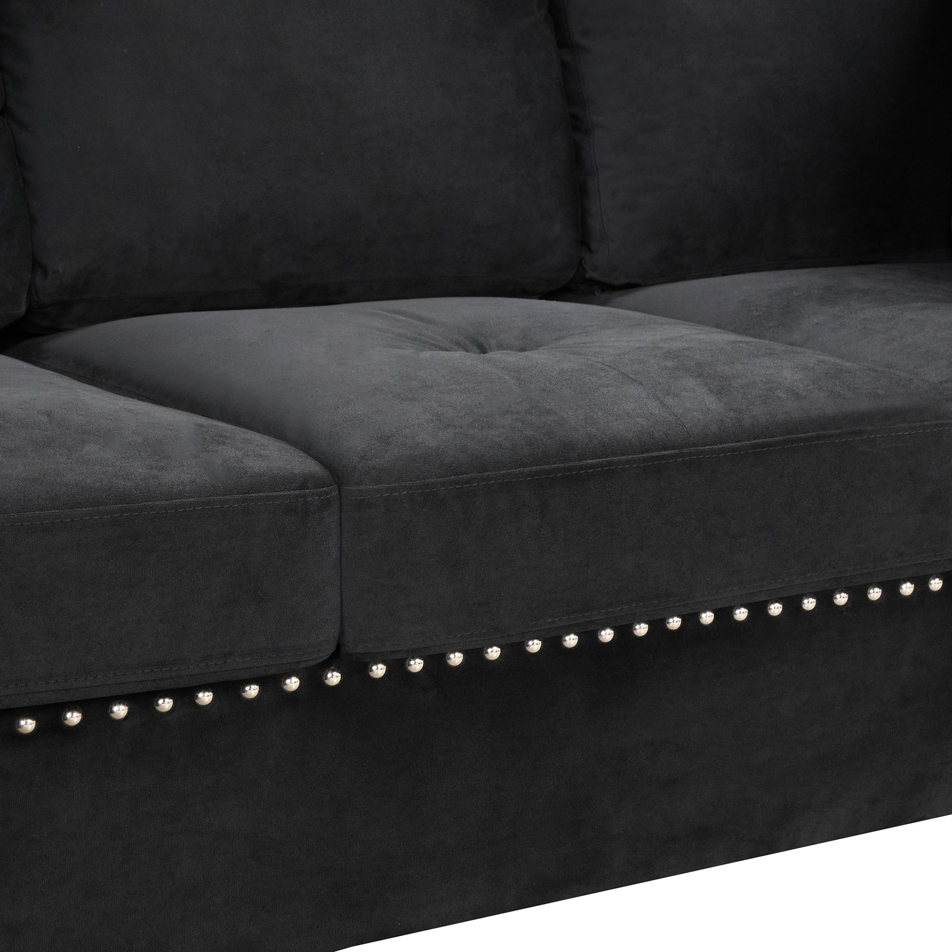 104.5" Reversible Sectional Sofa Space Saving with Storage Ottoman Rivet Ornament L-
shape Couch for Small or Large Space Dorm Apartment,Black(Old:SG000406AAA) House to Home Furnishings LLC