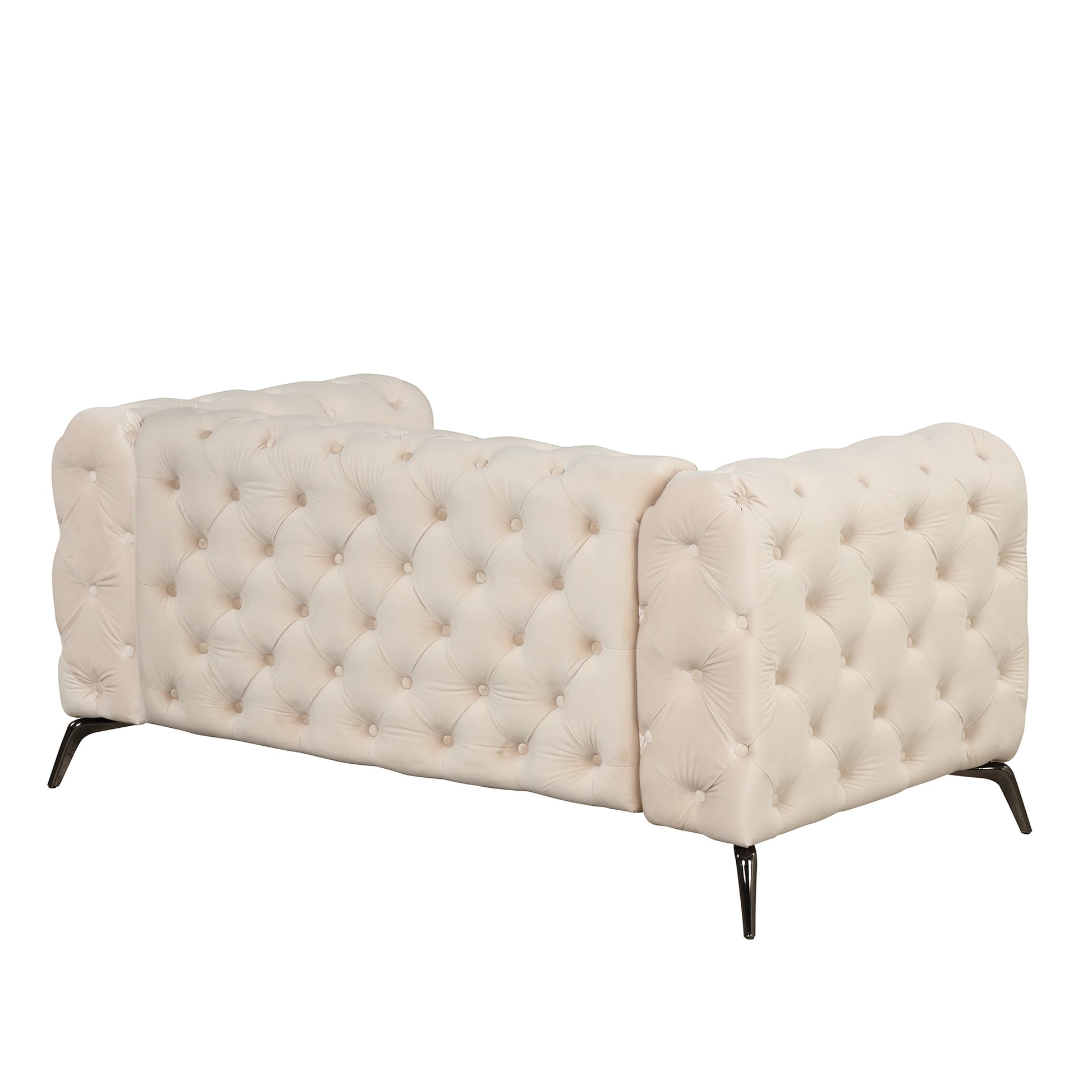 63" Velvet Upholstered Loveseat Sofa,Modern Loveseat Sofa with Button Tufted Back,2-Person Loveseat Sofa Couch for Living Room,Bedroom,or Small Space,Beige House to Home Furnishings LLC