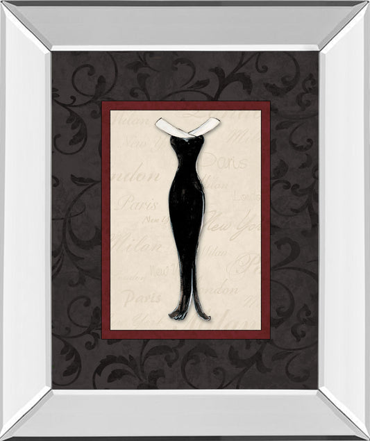 Fashion Dress I By Susan Osbourne Mirror Framed Print Wall Art - Black Classy Art