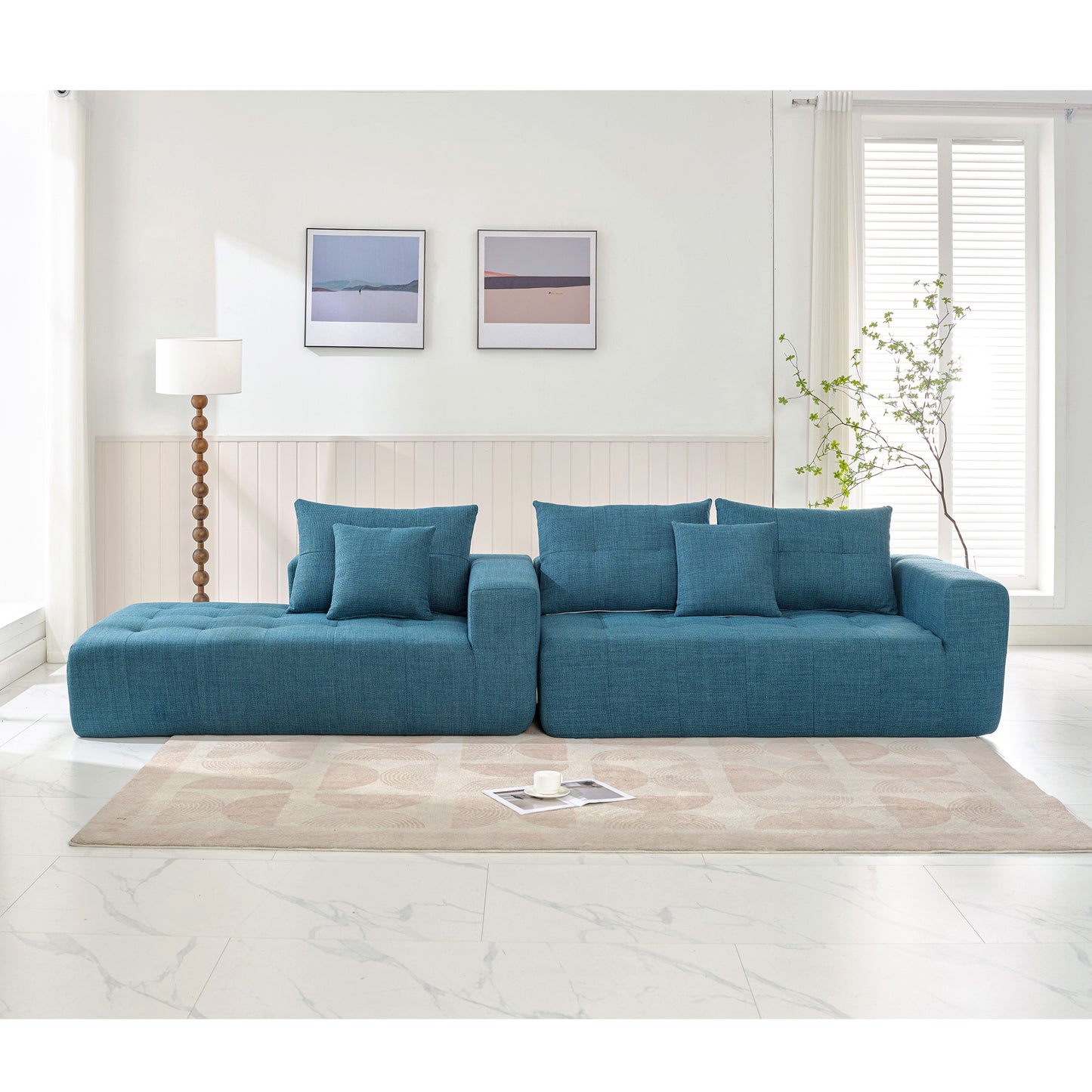 110x69" Modular Sectional Living Room Sofa Set, Modern Minimalist Style Couch, Installation-free sofa, Upholstered Sleeper Sofa for Living Room, Bedroom, Salon, 2 PC Free Combination, L-Shape, Linen House to Home Furnishings LLC