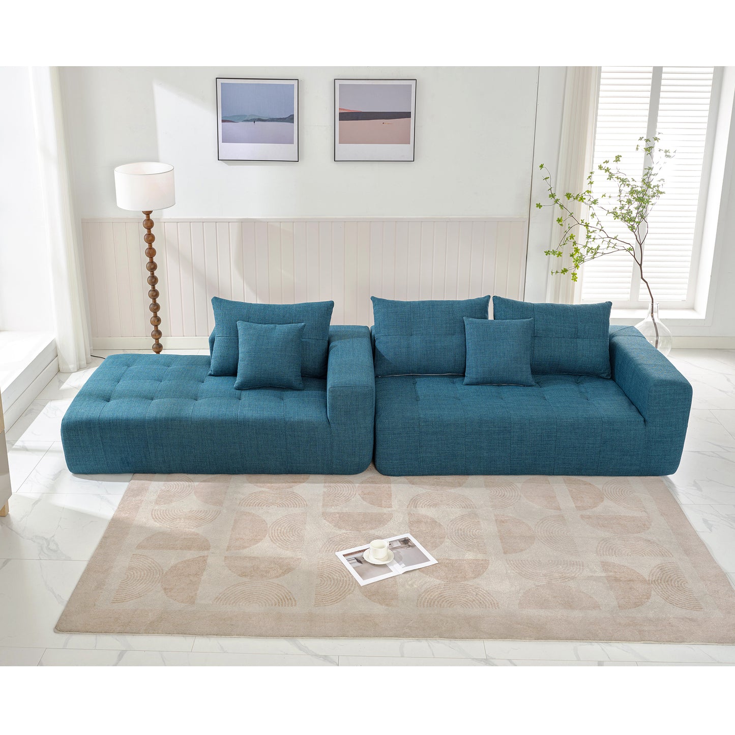 110x69" Modular Sectional Living Room Sofa Set, Modern Minimalist Style Couch, Installation-free sofa, Upholstered Sleeper Sofa for Living Room, Bedroom, Salon, 2 PC Free Combination, L-Shape, Linen House to Home Furnishings LLC