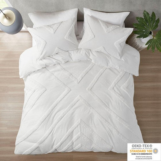 Cotton Chenille Comforter Set Ivory Twin XL Olliix.com