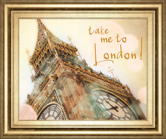 Take Me To London By Emily Navas - Framed Print Wall Art - Beige Classy Art