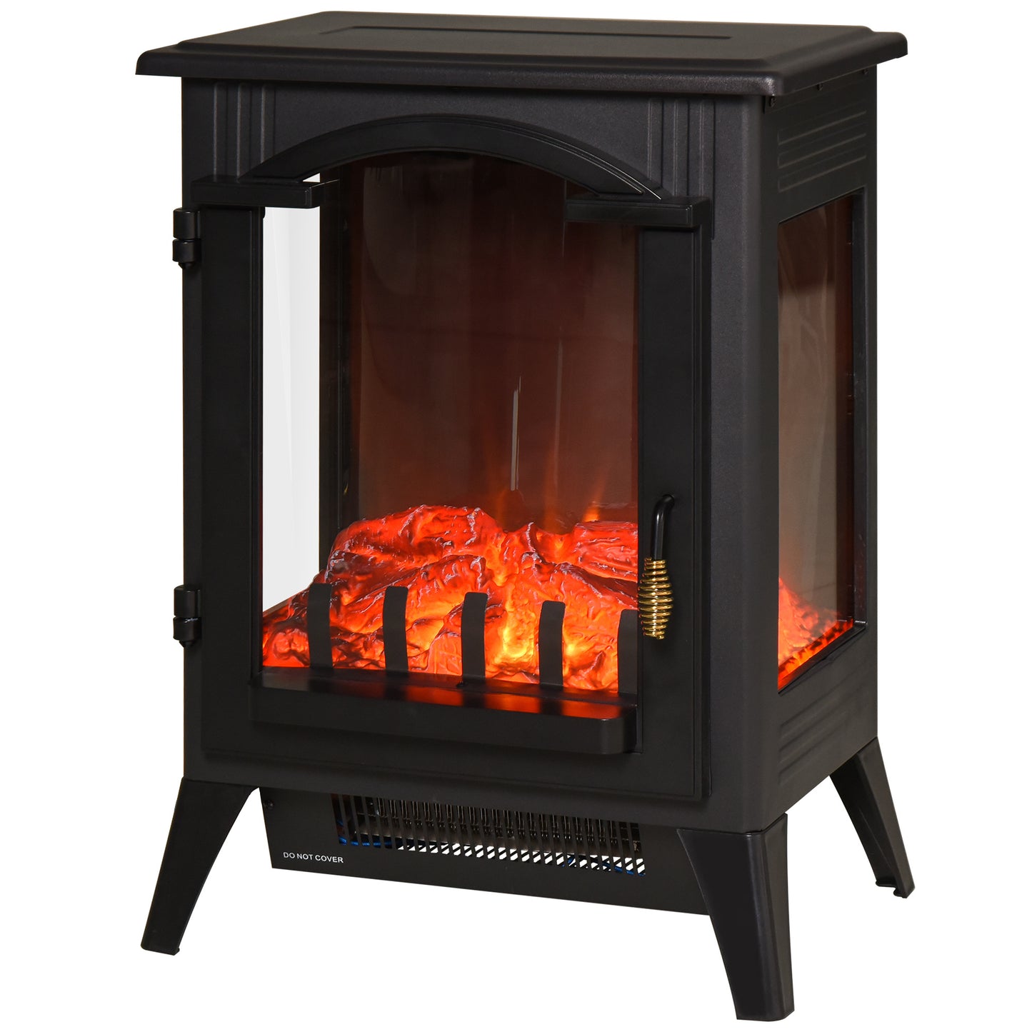 23" Electric Fireplace Heater, Fire Place Stove with Realistic LED Flames and Logs and Overheating Protection, 750W/1500W, Black House to Home Furnishings LLC