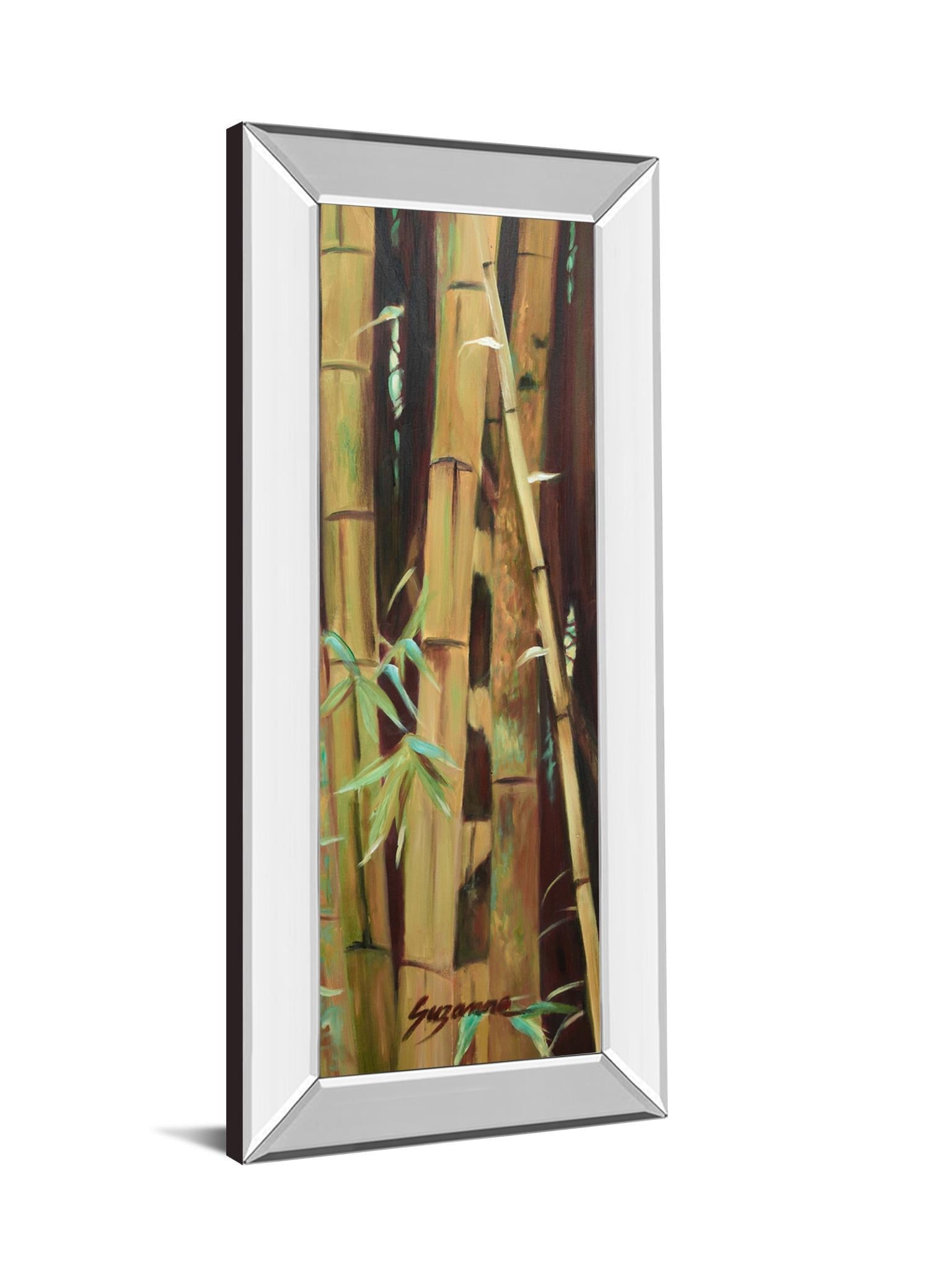 Bamboo Finale Il By Suzanne Wilkins - Mirror Framed Print Wall Art - Green Classy Art