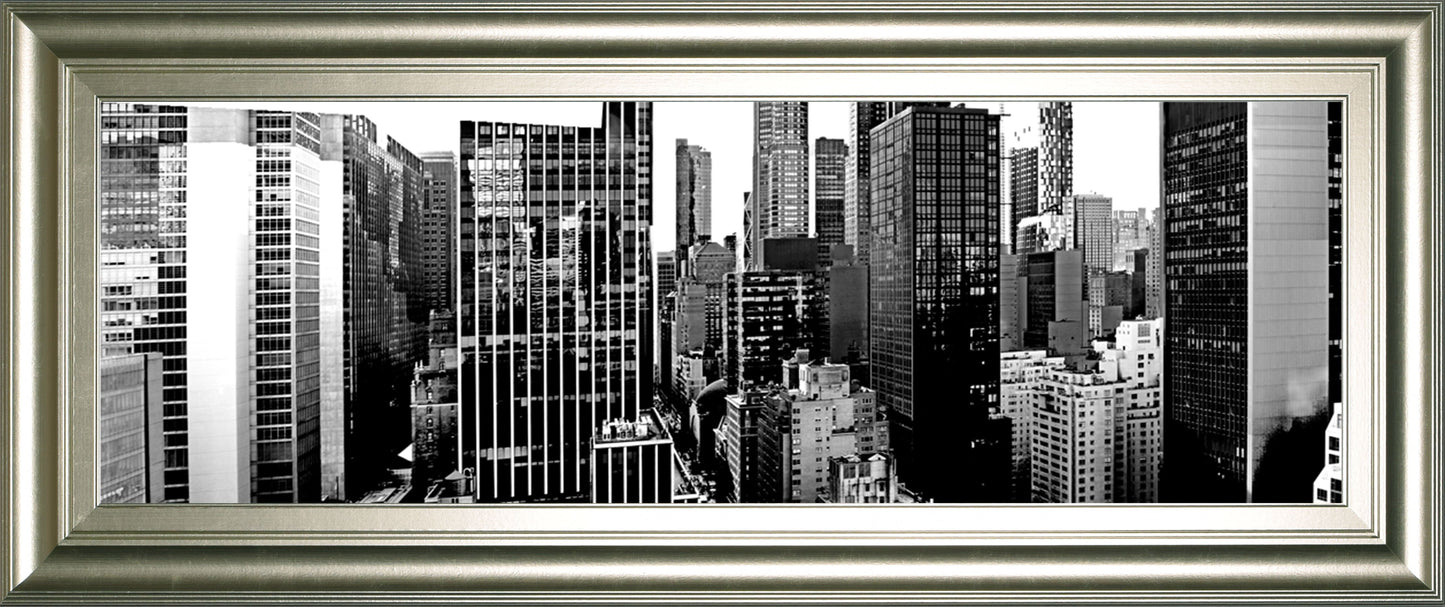 Panorama Of NYC VII By Jeff Pica - Framed Print Wall Art - Black Classy Art