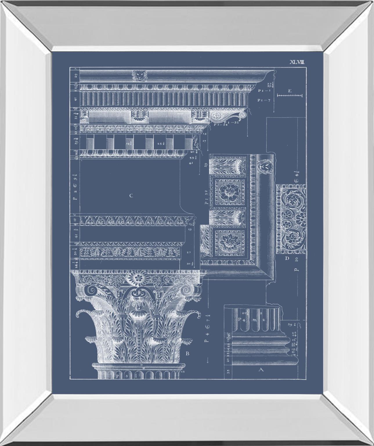 Column & Cornice Blueprint III By Vision Studio - Blue Classy Art