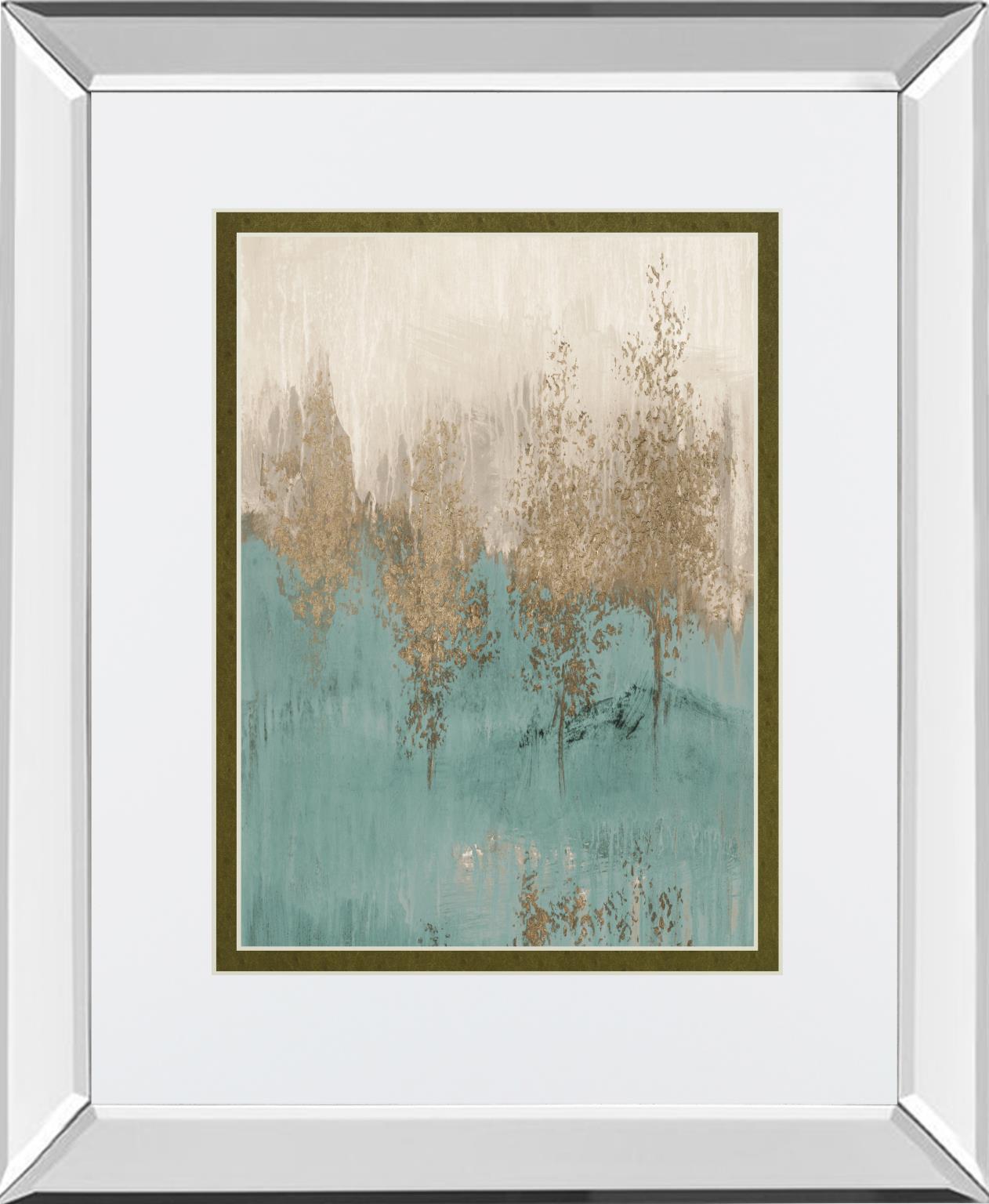 Through The Gold Trees Abstract II By LanieLoreth - Light Blue Classy Art