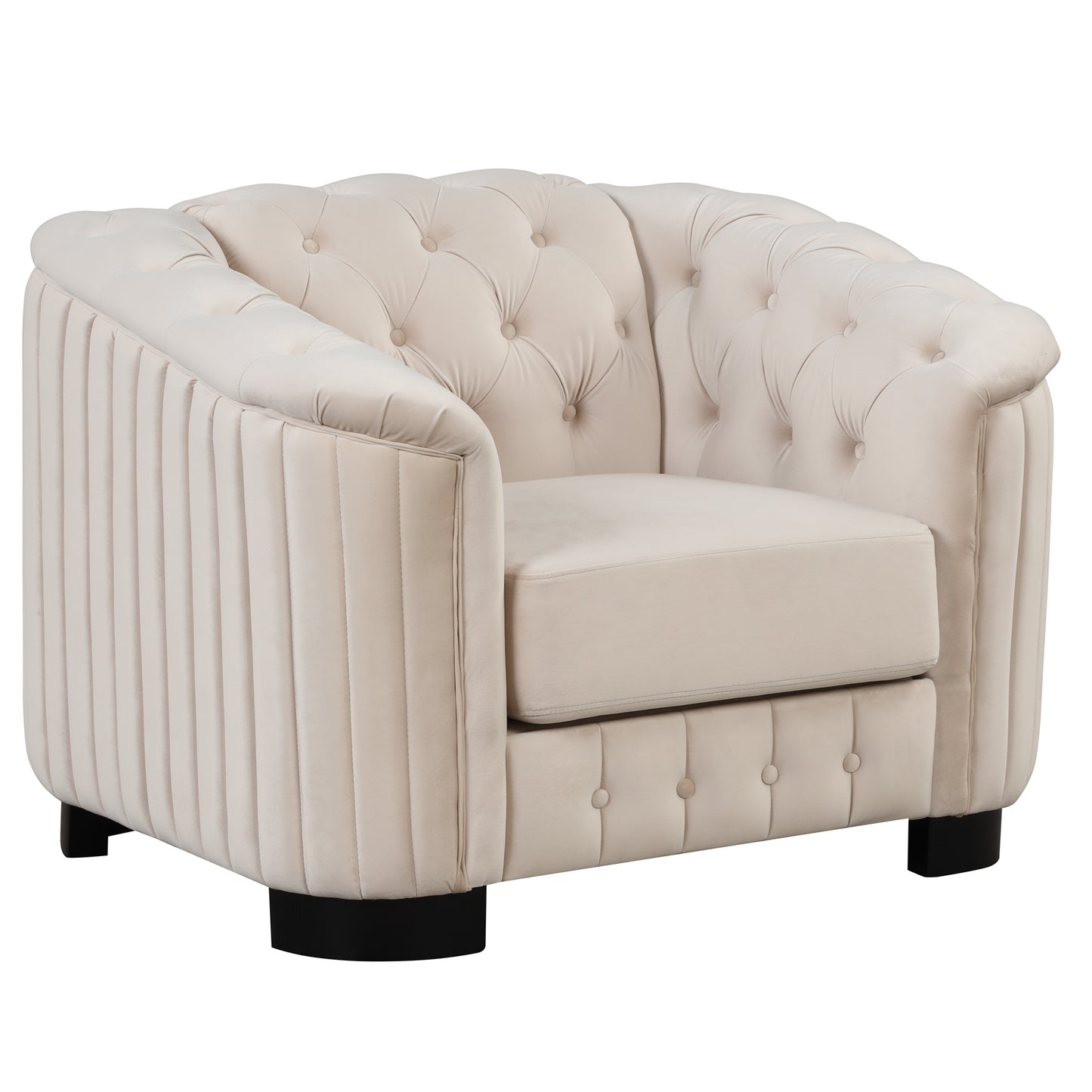 41.5" Velvet Tufted Upholstered Accent Sofa,Modern Single Sofa Chair with Thick Removable Seat Cushion,Modern Single Couch for Living Room,Bedroom,or Small Space,Beige House to Home Furnishings LLC