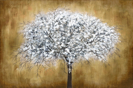 Tempered Glass Plus Foil Blooming Tree - Light Brown Classy Art