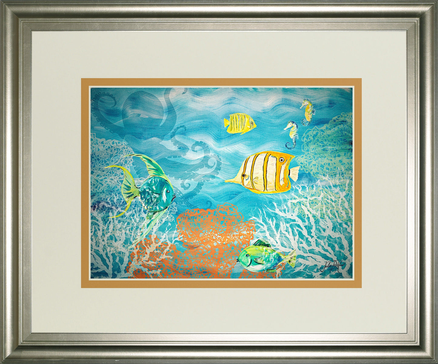 Under The Sea By Julie Derice - Framed Print Wall Art - Blue Classy Art