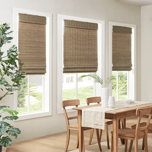 Bamboo Light Filtering Roman Shade 64"L Natural Ash Olliix.com