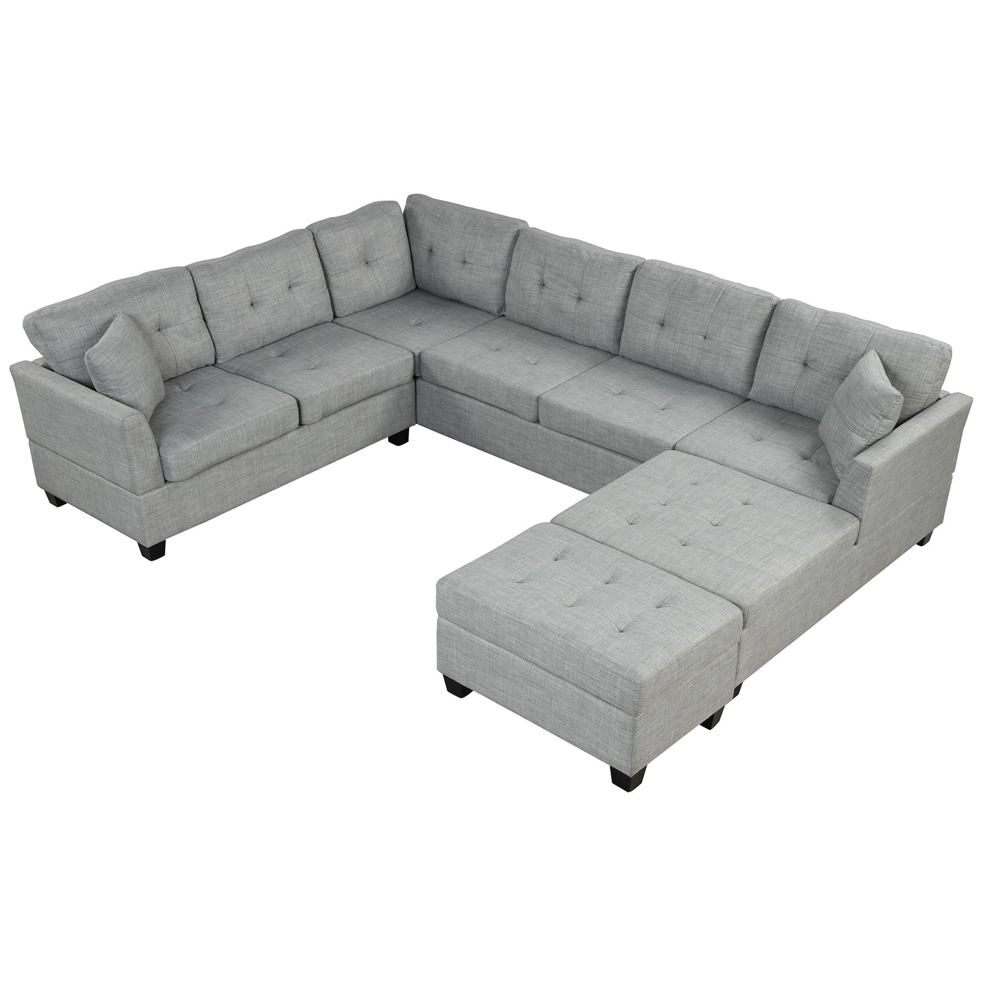 121.3" Oversized Sectional Sofa with Storage Ottoman, U Shaped Sectional Couch with 2 Throw Pillows for Large Space Dorm Apartment House to Home Furnishings LLC