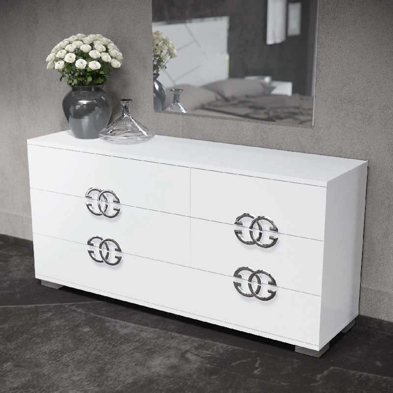 ESF Furniture - Status Italy Double Dresser in White - DAFNEDDRESSER ESF Furniture