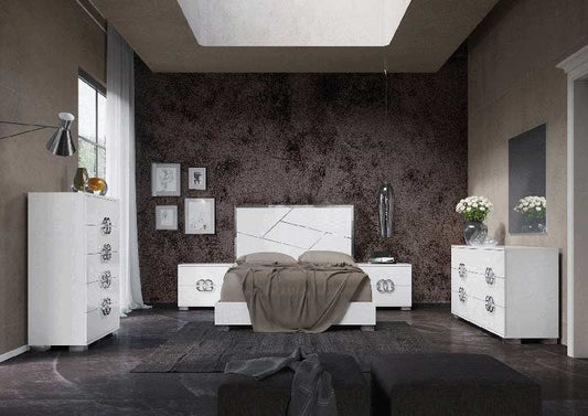 ESF Furniture - Status Italy 5 Piece King Bedroom Set in White - DAFNEK-5SET