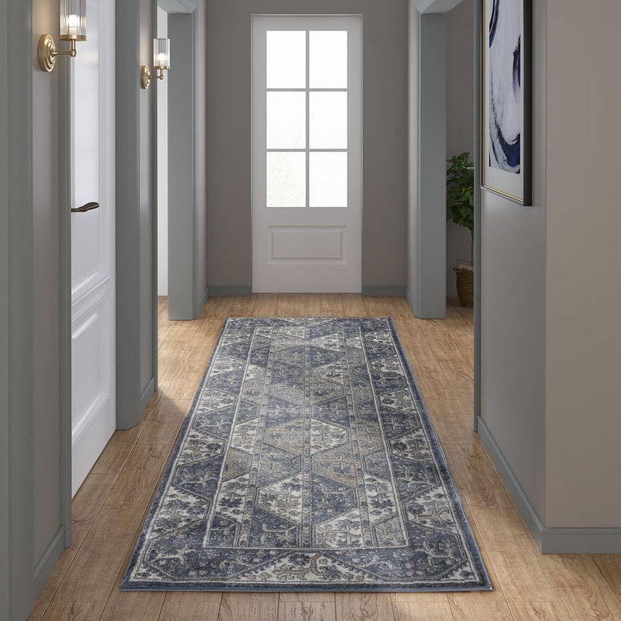 Dakota Runner 2'7"x7' Area Rug Blue & Cream Olliix.com