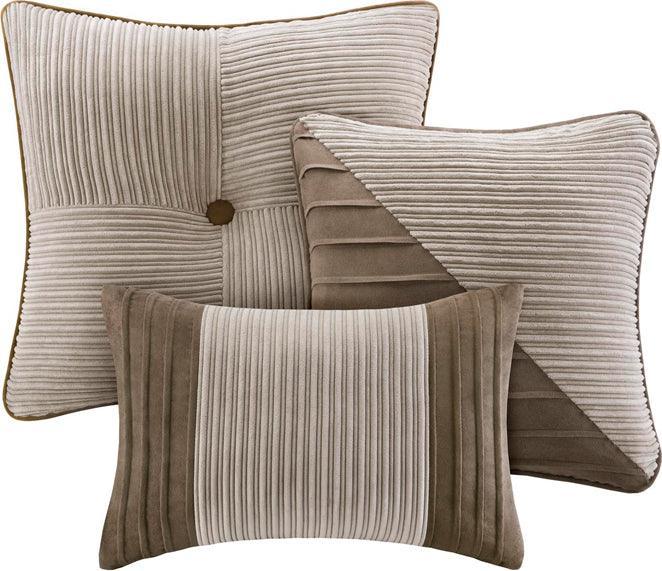 Dallas California King 7 Piece Transitional Comforter Set Taupe Olliix.com