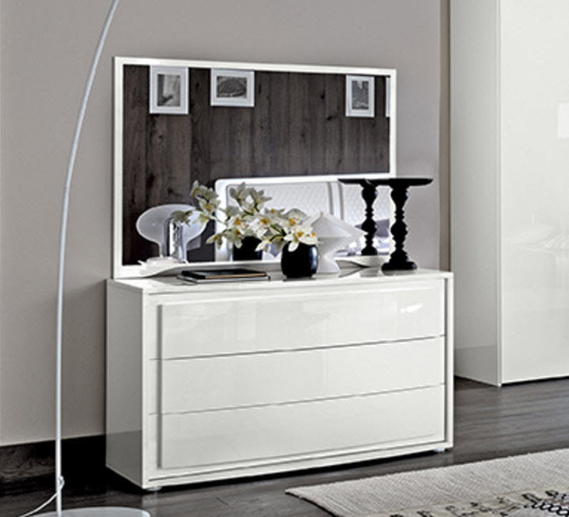 ESF Furniture - Dama Bianca Single Dresser with Mirror - DAMABIANCASDRESSER-MIRROR ESF Furniture