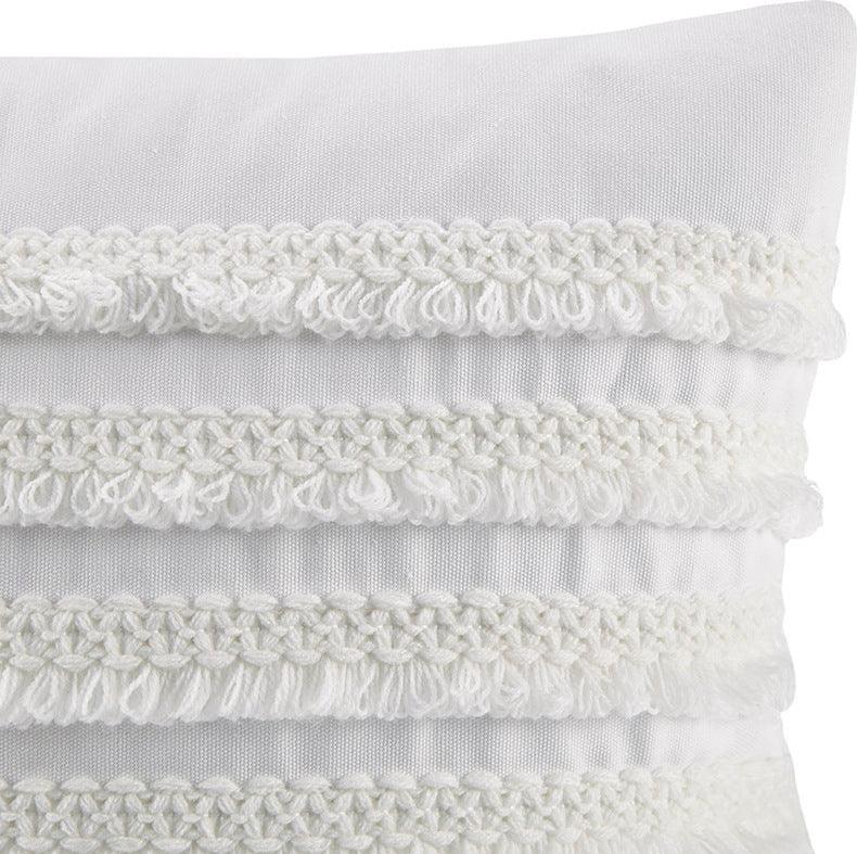 Daria Global Inspired Cotton Oblong Pillow 12"W x 20"L Ivory Olliix.com