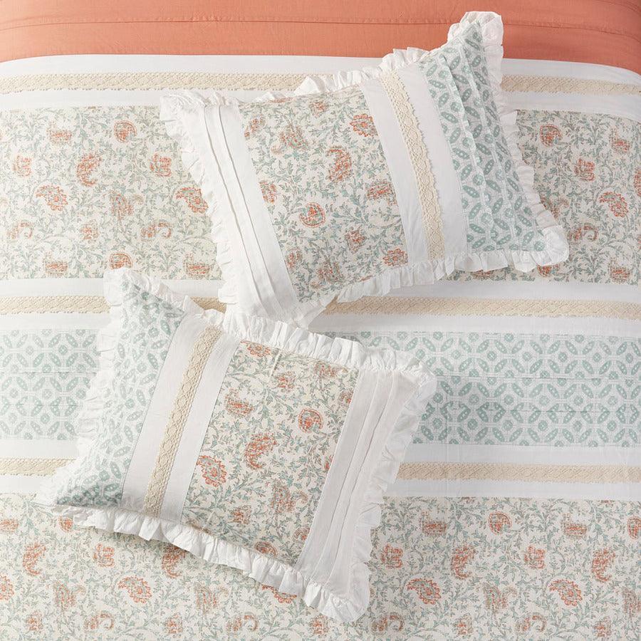 Dawn 9 Piece Cotton 26 " W Percale Comforter Set Coral Queen Olliix.com