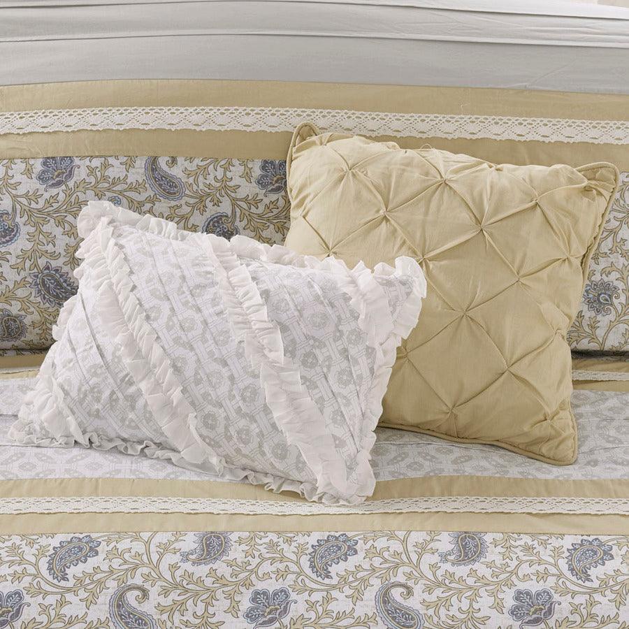 Dawn 9 Piece Cotton Percale Comforter Set Yellow King Olliix.com