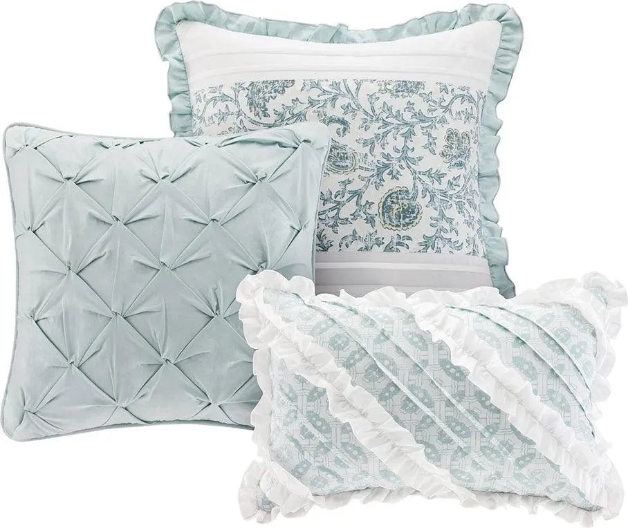 Dawn Cottage/Country 9 Pc Cotton Percale Duvet Cover Set King Blue Olliix.com