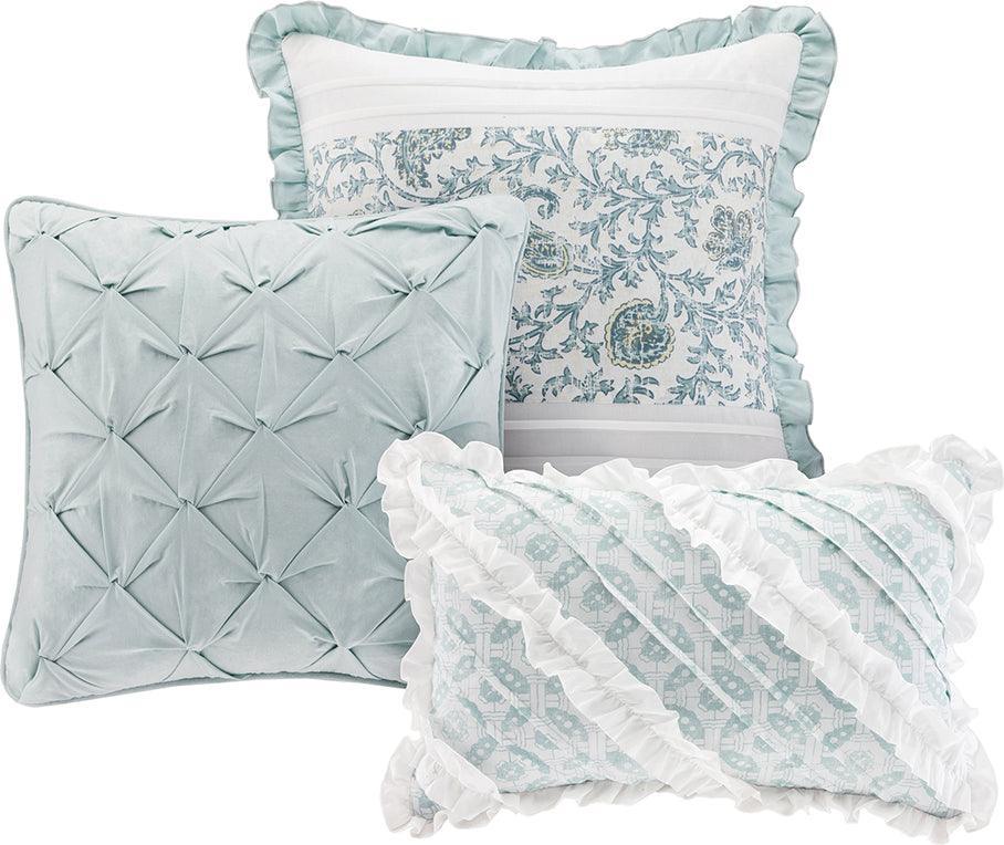 Dawn Cottage/Country 9 Piece Cotton Percale Duvet Cover Set Queen Blue Olliix.com