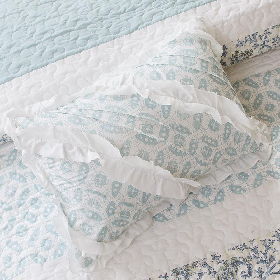 Dawn King/California King 6 Piece Cotton Percale Reversible Coverlet Set Blue Olliix.com