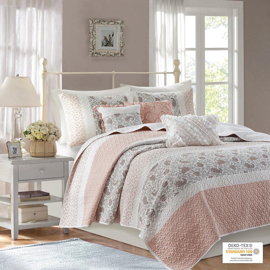 Dawn King/California King 6 Piece Cotton Percale Reversible Coverlet Set Blush Olliix.com