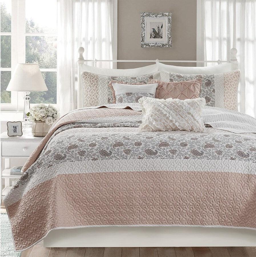 Dawn King/California King 6 Piece Cotton Percale Reversible Coverlet Set Blush Olliix.com