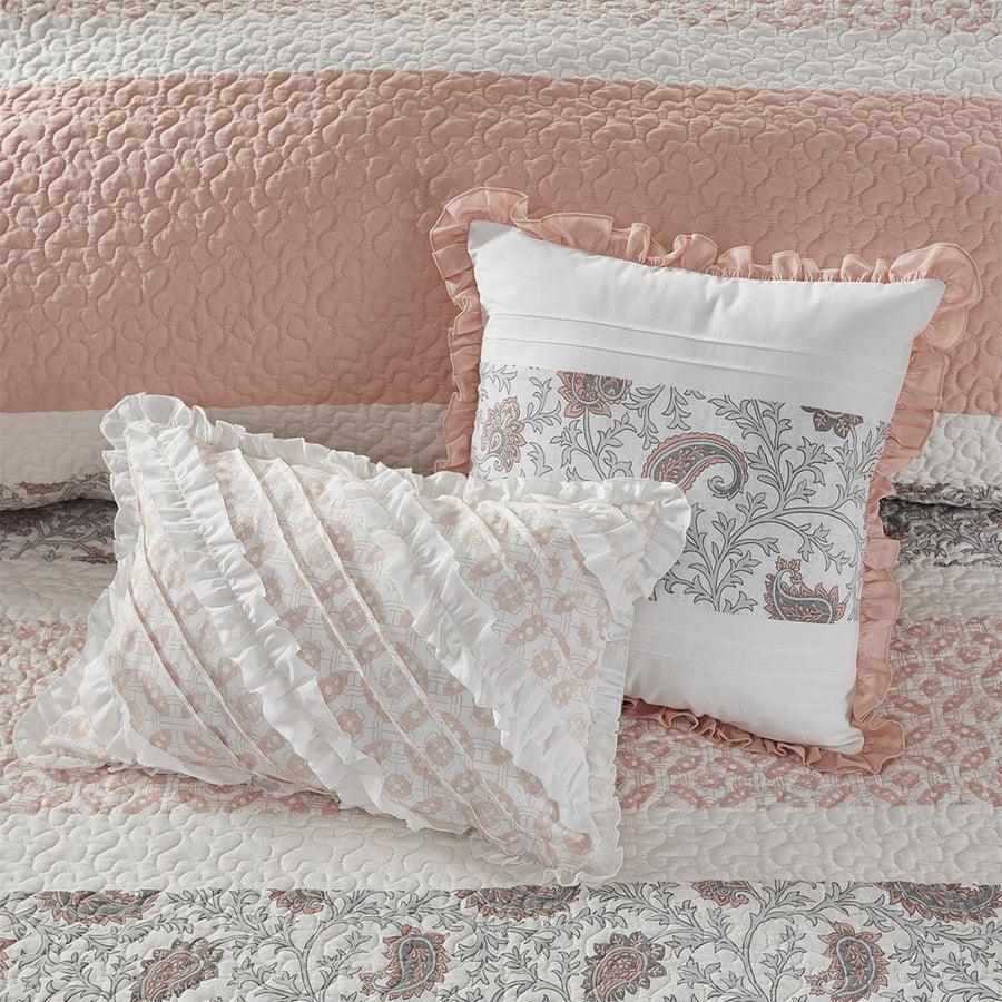 Dawn King/California King 6 Piece Cotton Percale Reversible Coverlet Set Blush Olliix.com