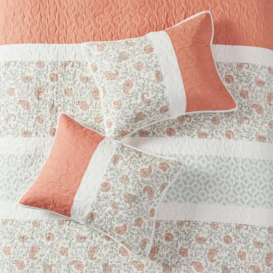 Dawn King/California King 6 Piece Cotton Percale Reversible Coverlet Set Coral Olliix.com