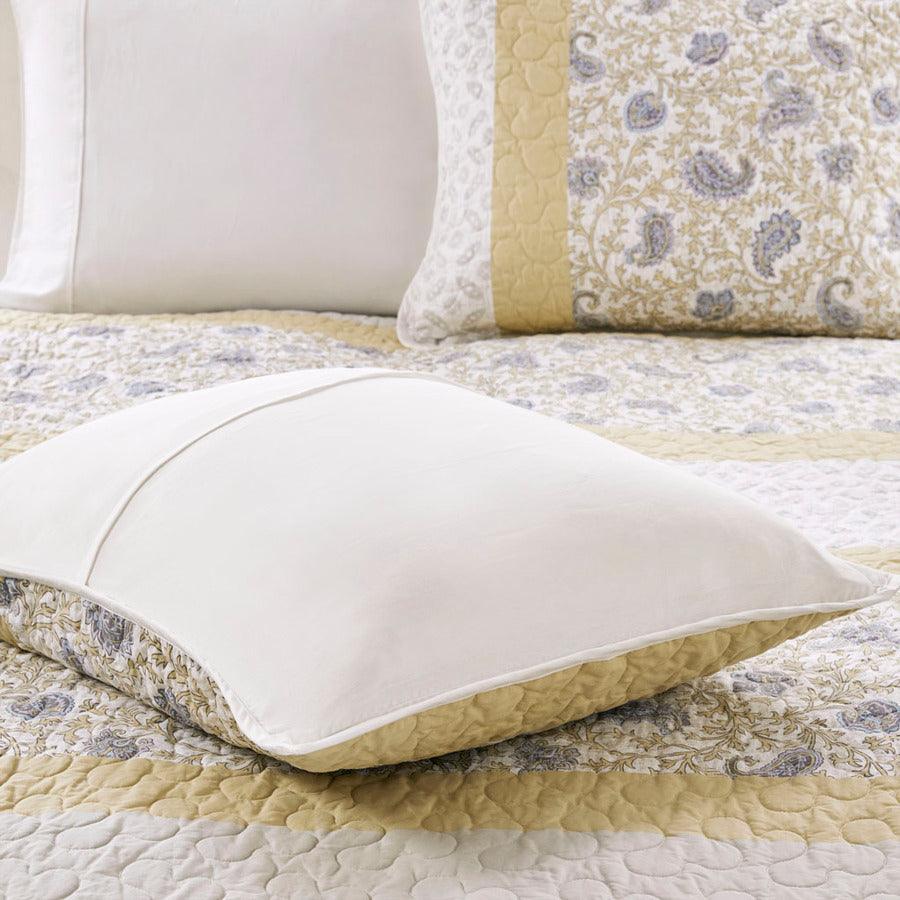 Dawn King/California King 6 Piece Cotton Percale Reversible Coverlet Set Yellow Olliix.com