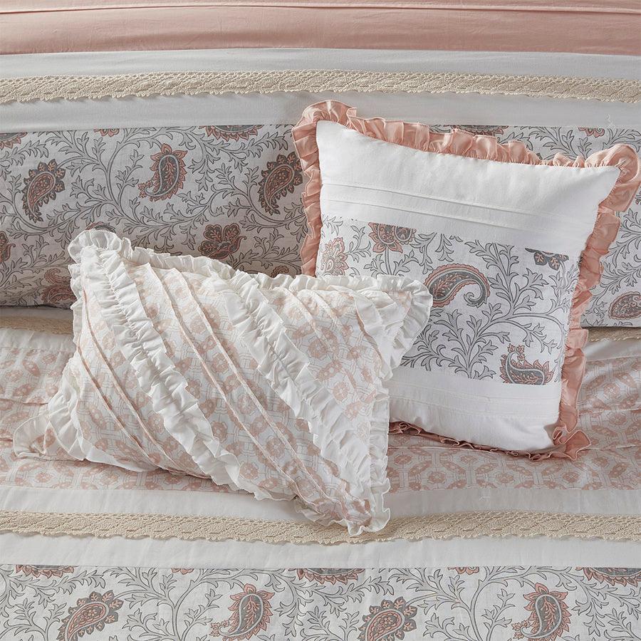 Dawn Modern 9 Piece Cotton Percale Comforter Set Blush King Olliix.com