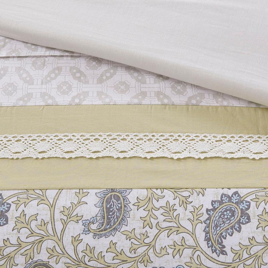 Dawn Shabby Chic 9 Piece Cotton Percale Queen Comforter Set Yellow Olliix.com