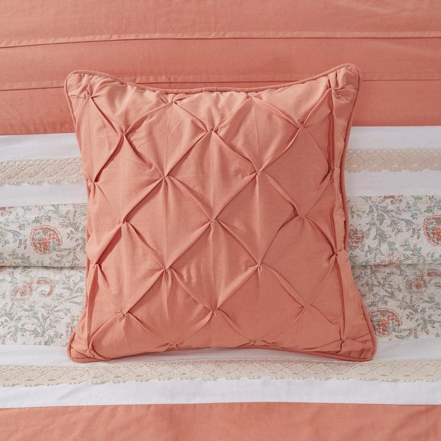 Dawn Transitional 9 Piece Cotton Percale Comforter Set Coral Cal King Olliix.com