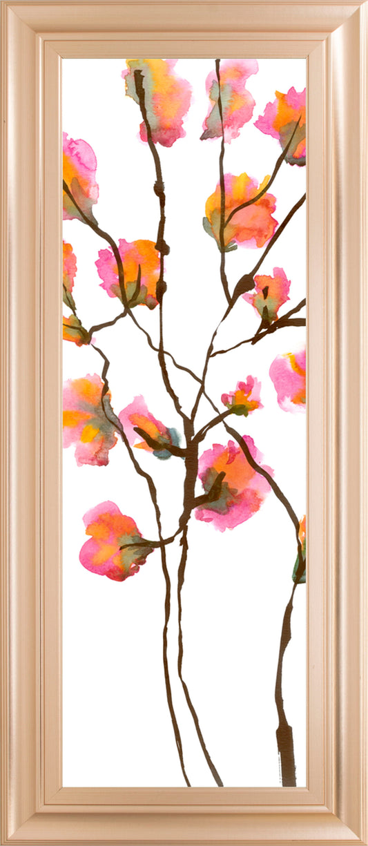 Inky Blossoms I By Deborah Velasquez - Framed Print Wall Art - Pink Classy Art