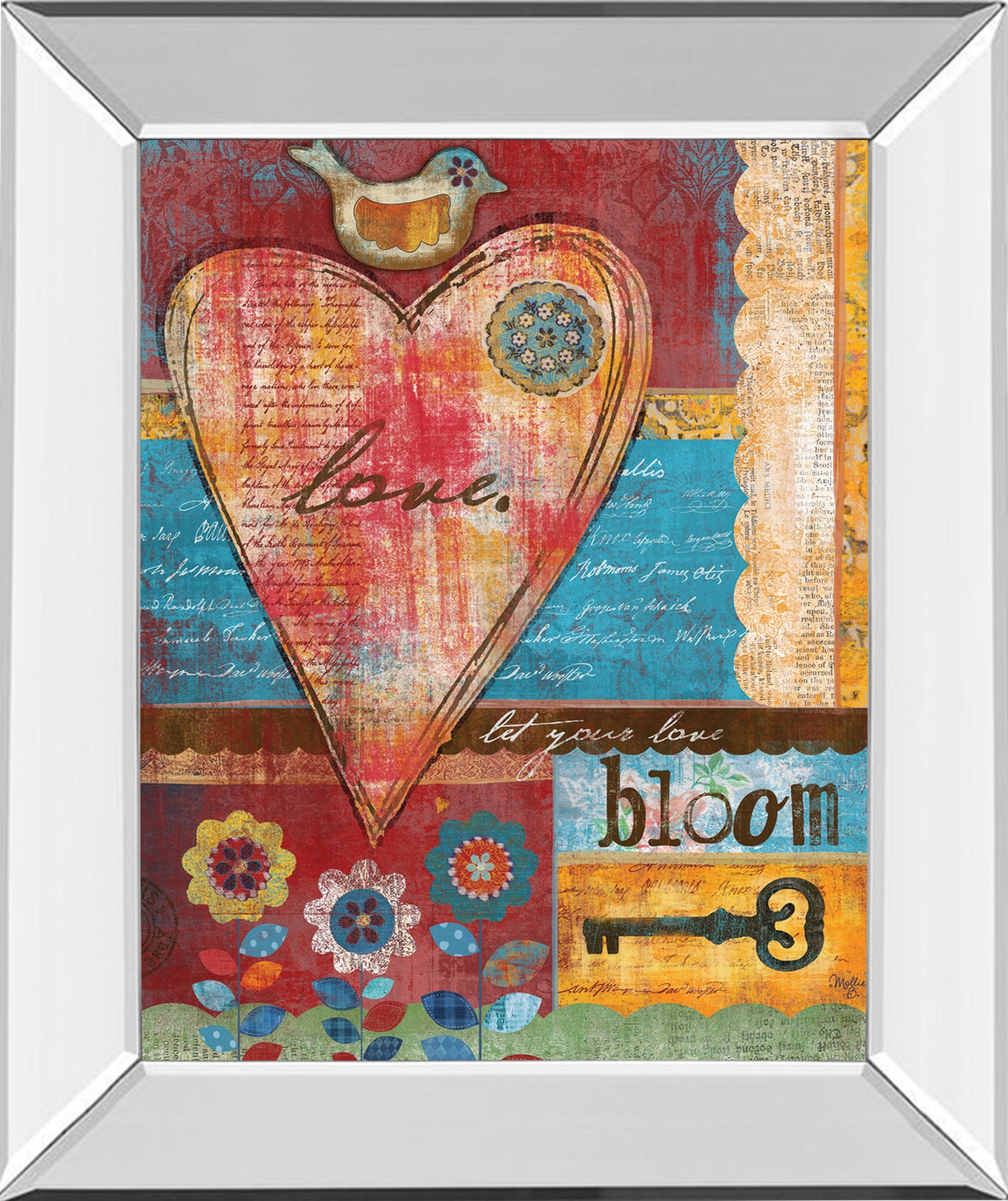 Love By Mollie B - Mirror Framed Print Wall Art - Red Classy Art