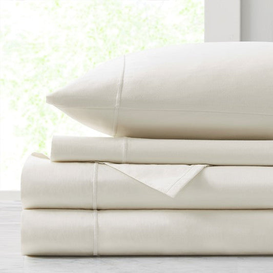 500TC Cotton Sheet Set Ivory King Olliix.com