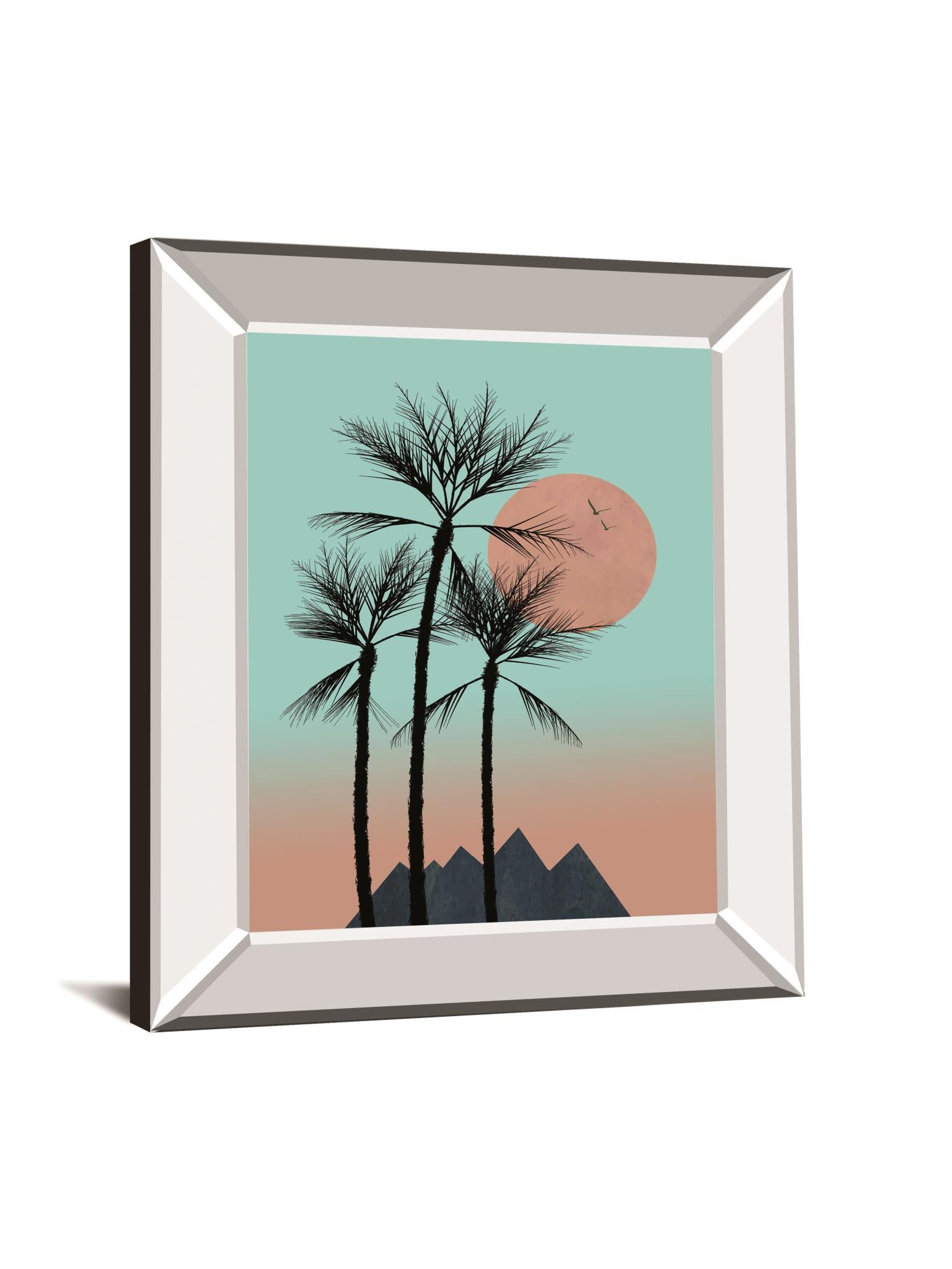 Passion In The Tropics II By Hal Halli - Mirror Framed Print Wall Art - Light Blue Classy Art