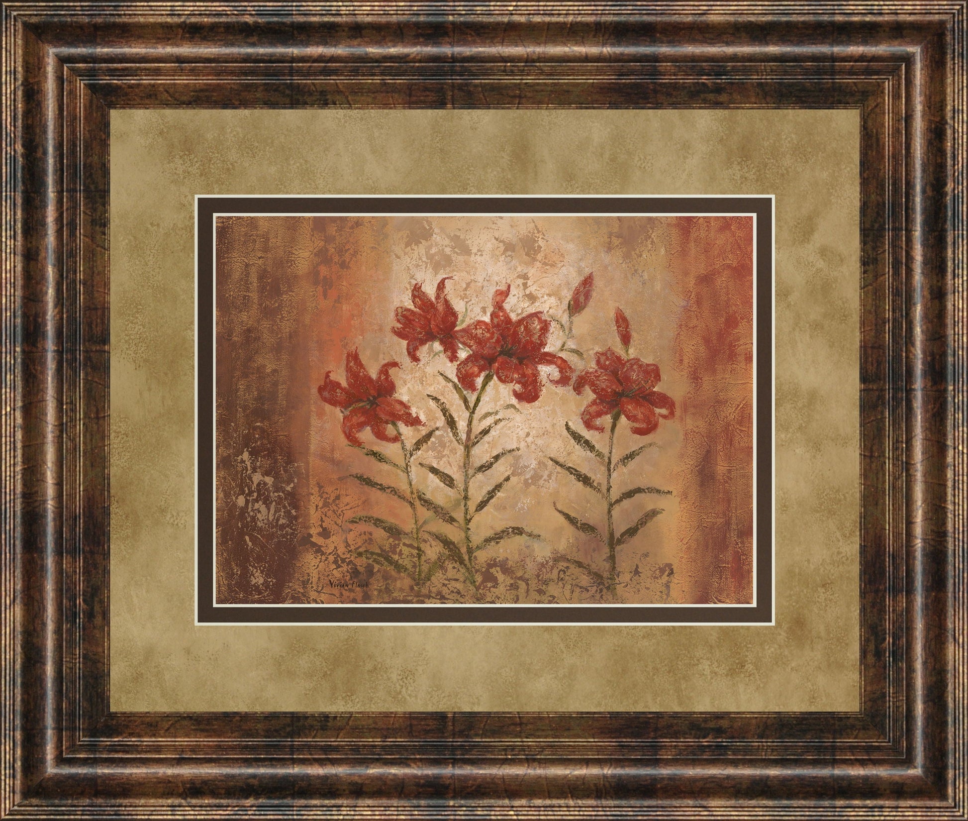 The Lily Style By Vivian Flasch - Framed Print Wall Art - Red Classy Art