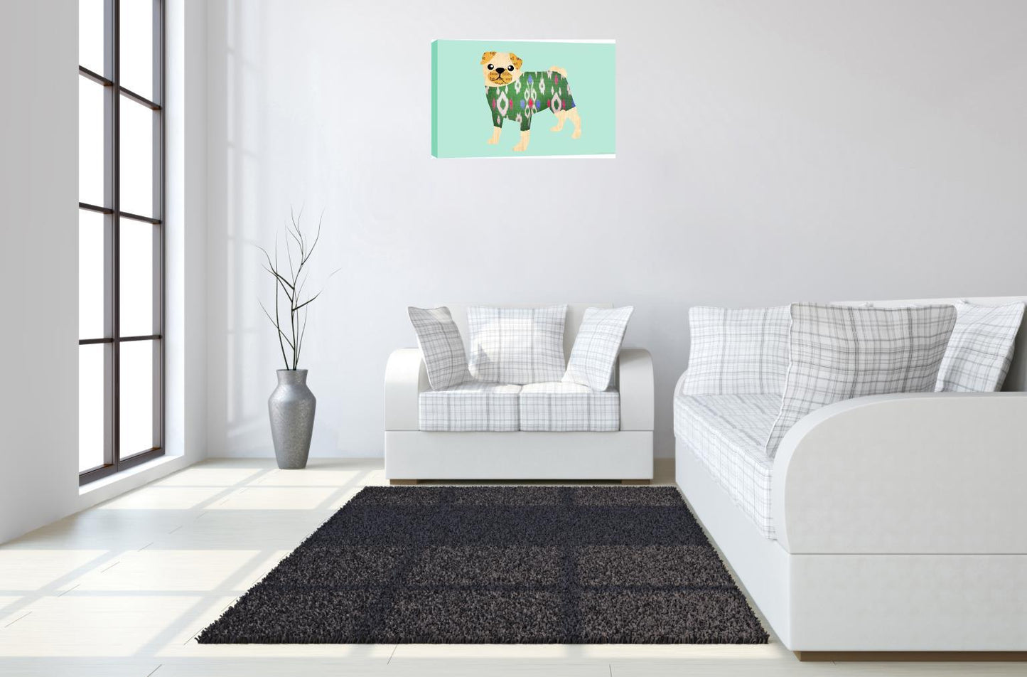 Mixed Media Canvas Puppy - Light Blue Classy Art